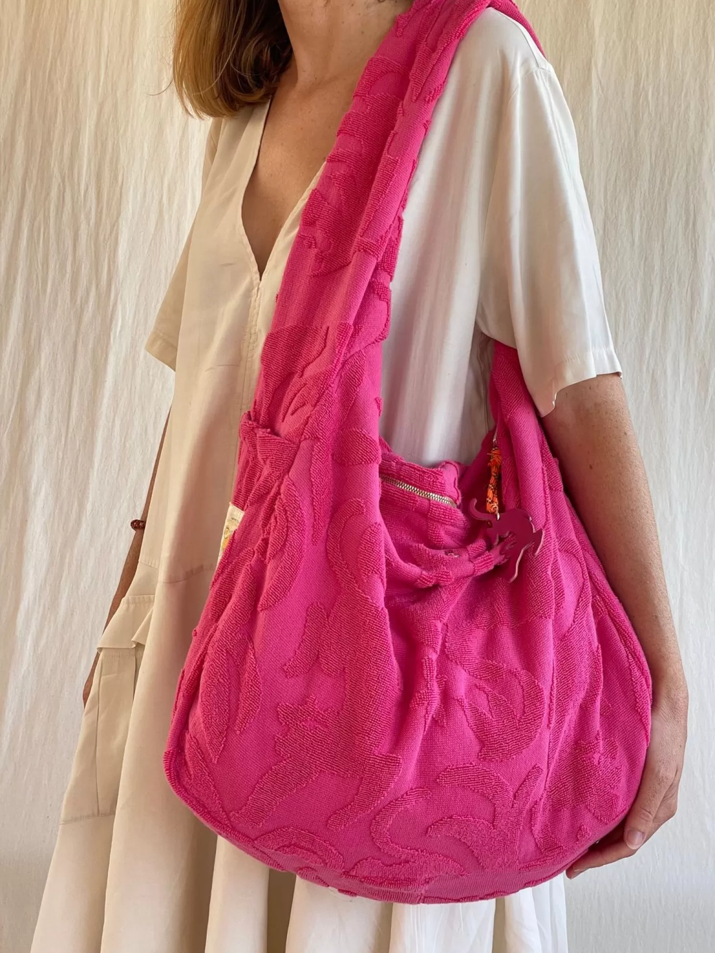 Sale Sac Bayonne Eponge Panthere Fushia Beach Club